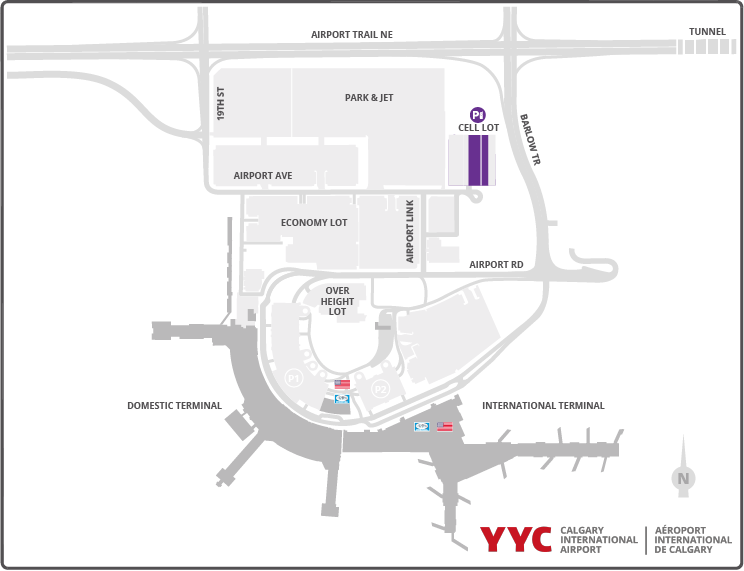 YYC Cellphone Waiting Lot Map